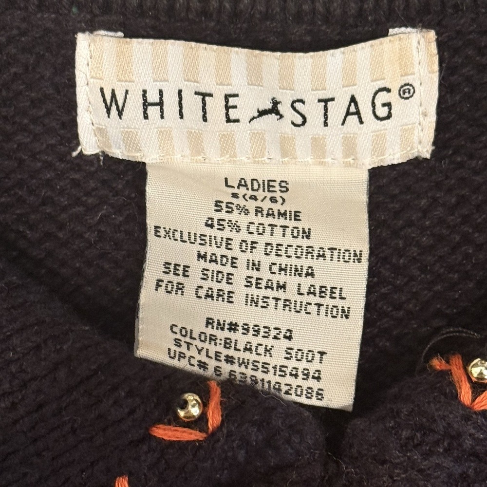 Vintage 90s Harvest Fall Teacher Sweater Vest Small White Stag Pumpkin Halloween - Picture 6 of 7